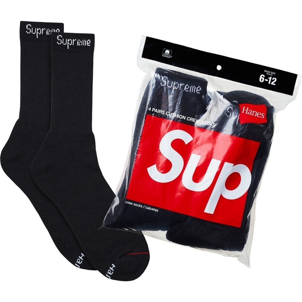 Supreme black crew socks 4 pack